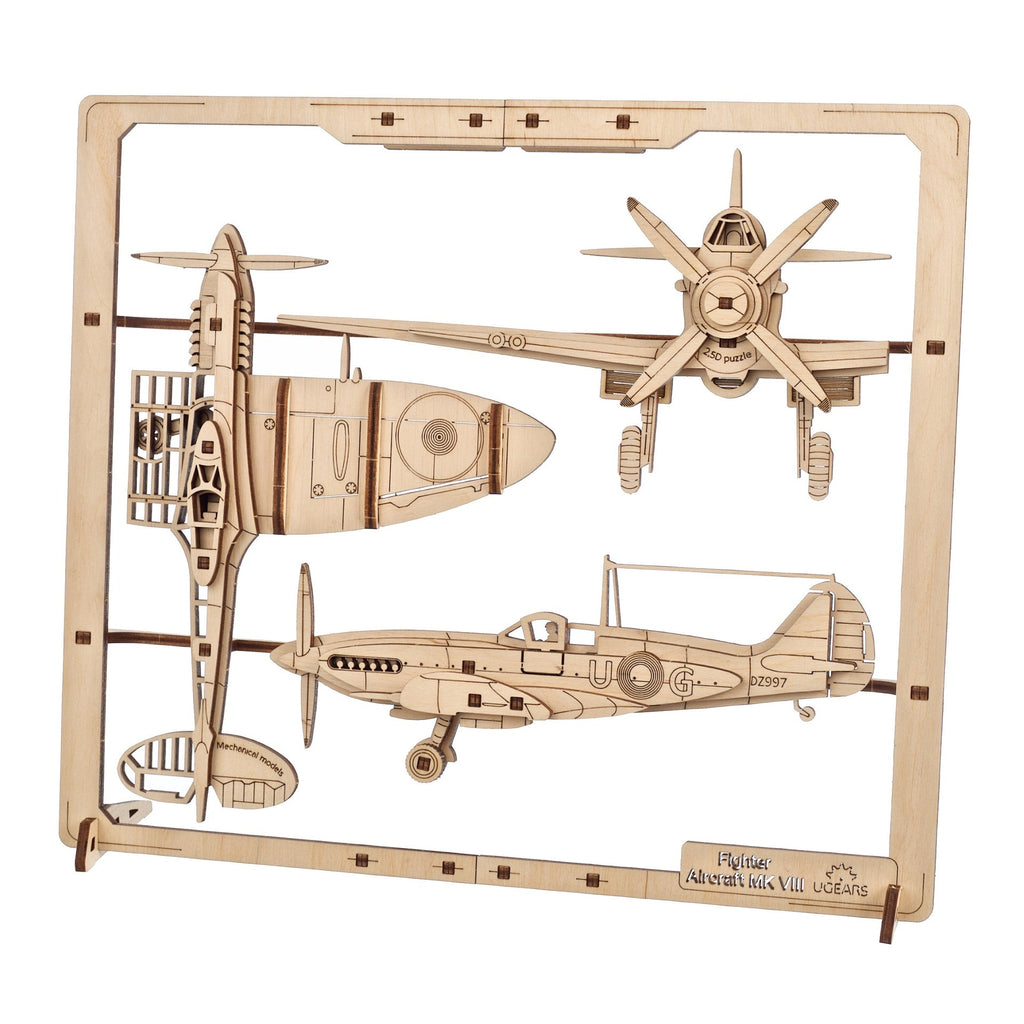 Kampfflieger 2,5D-Holzpuzzle im Rahmen mit Propellerflugzeugen
