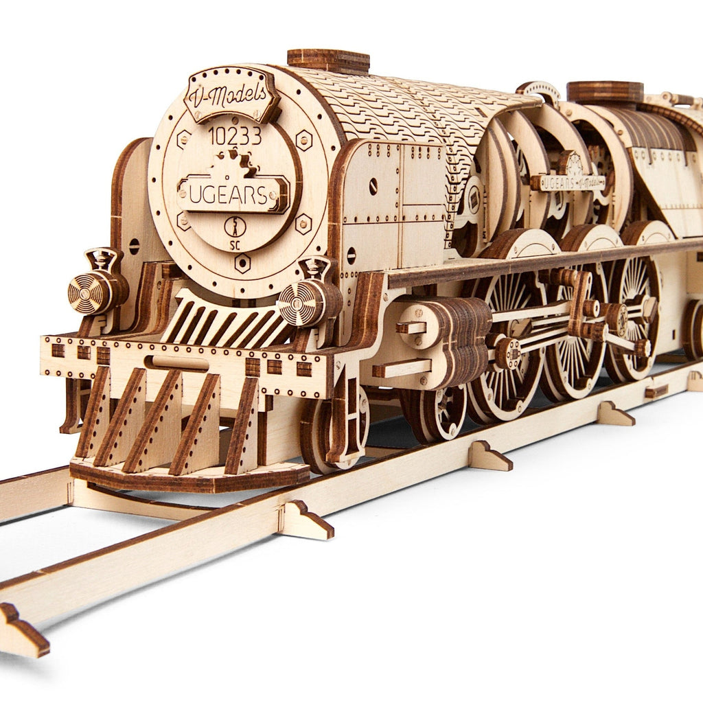 V-Express Dampflokomotive mit Tender – Detailaufnahme