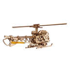 Mini-Hubschrauber aus Holz mit Rotor, Seitenansicht