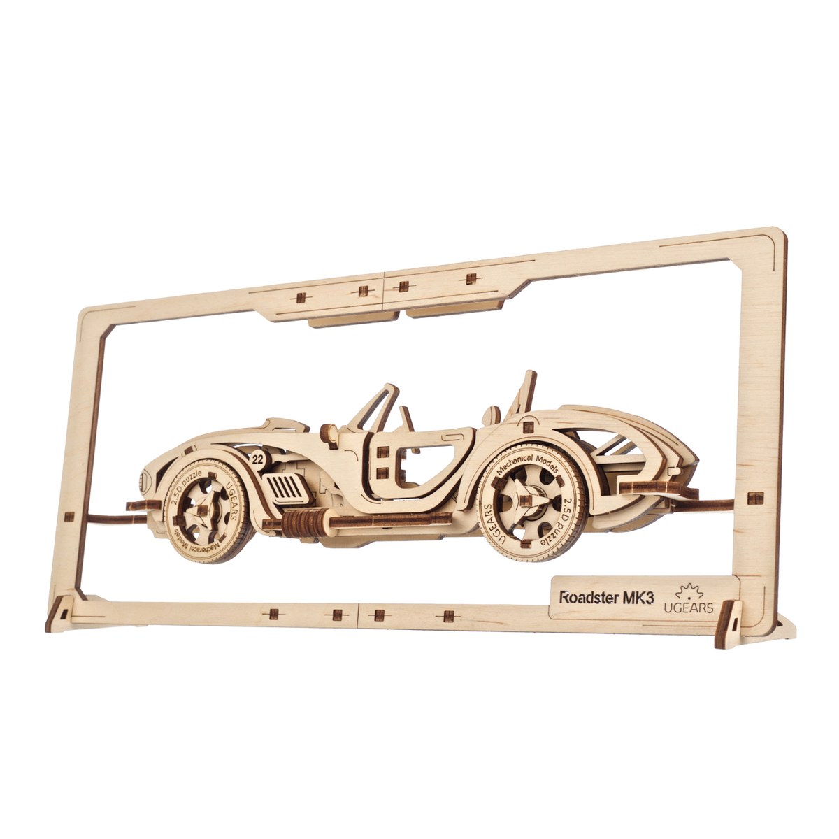 Roadster MK3 2,5D-Holzpuzzle im Rahmen