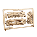 Dampf-Express 2,5D-Holzpuzzle im Rahmen mit Lok und Wagen