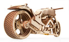 Wooden Bike VM-02, side view with wide rear wheel