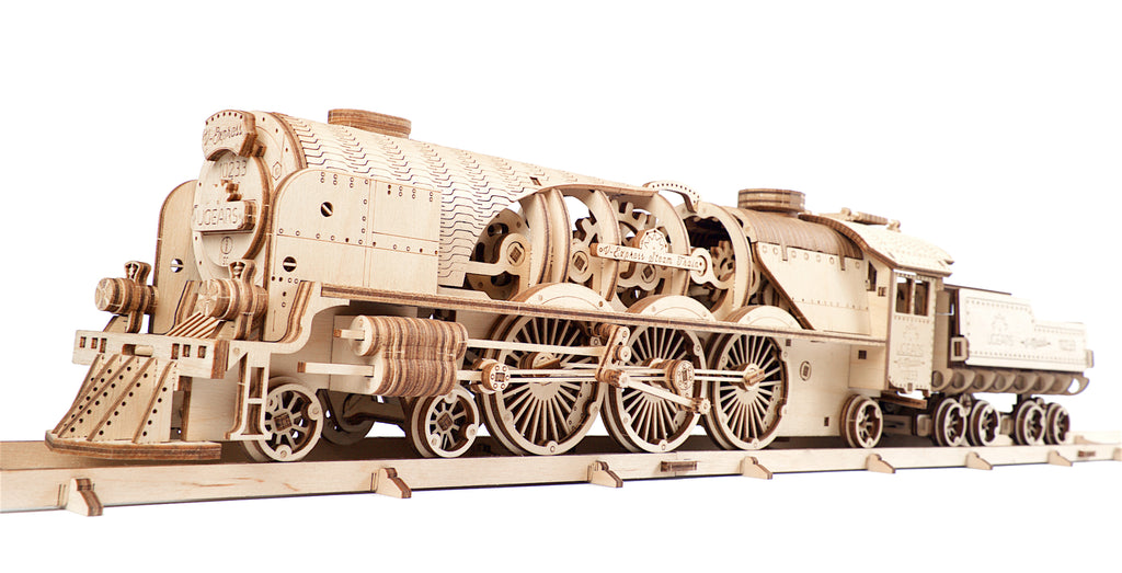 UGEARS V-Express Dampflokomotive mit Tender Holzbausatz
