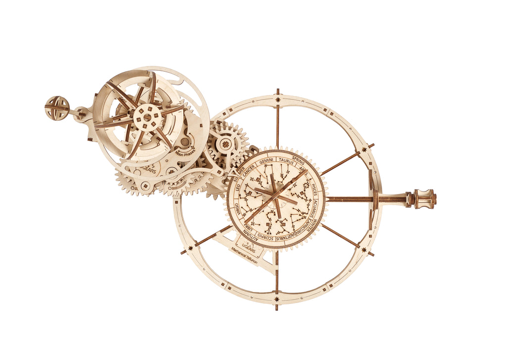 Wooden Mechanical Tellurion with sun, earth and moon